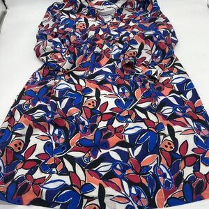 J. Crew Lace-up Butterfly lined Dress Blue Pink White XL